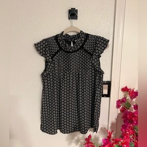 Loft - Black and White High-Neck Blouse
